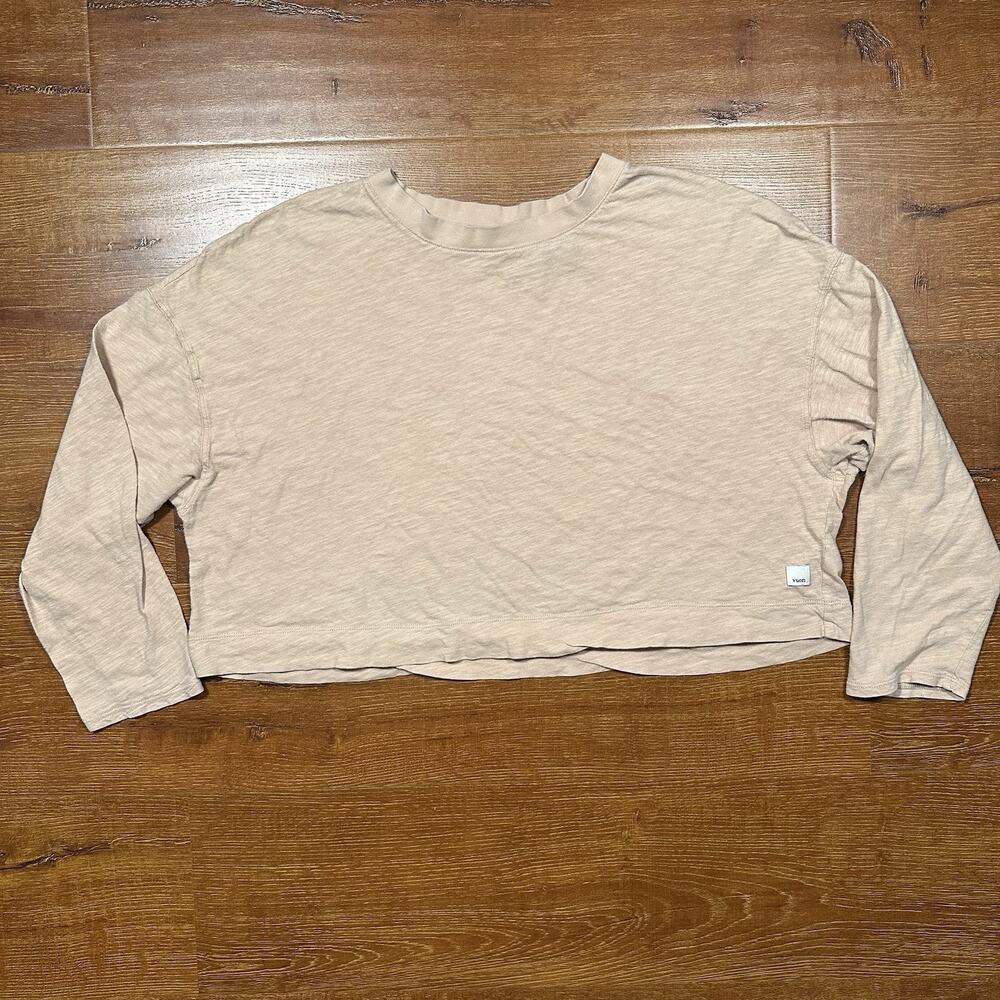 Vuori Crop Oversized Shirt Womens S Peach Long Sleeve Pima Cotton Casual Comfort